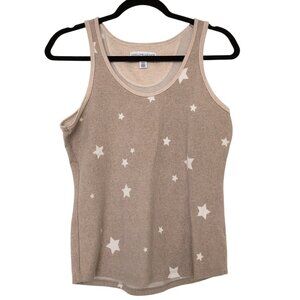 Live Love Lounge Beige Star Print Sleeveless Tank Top Small